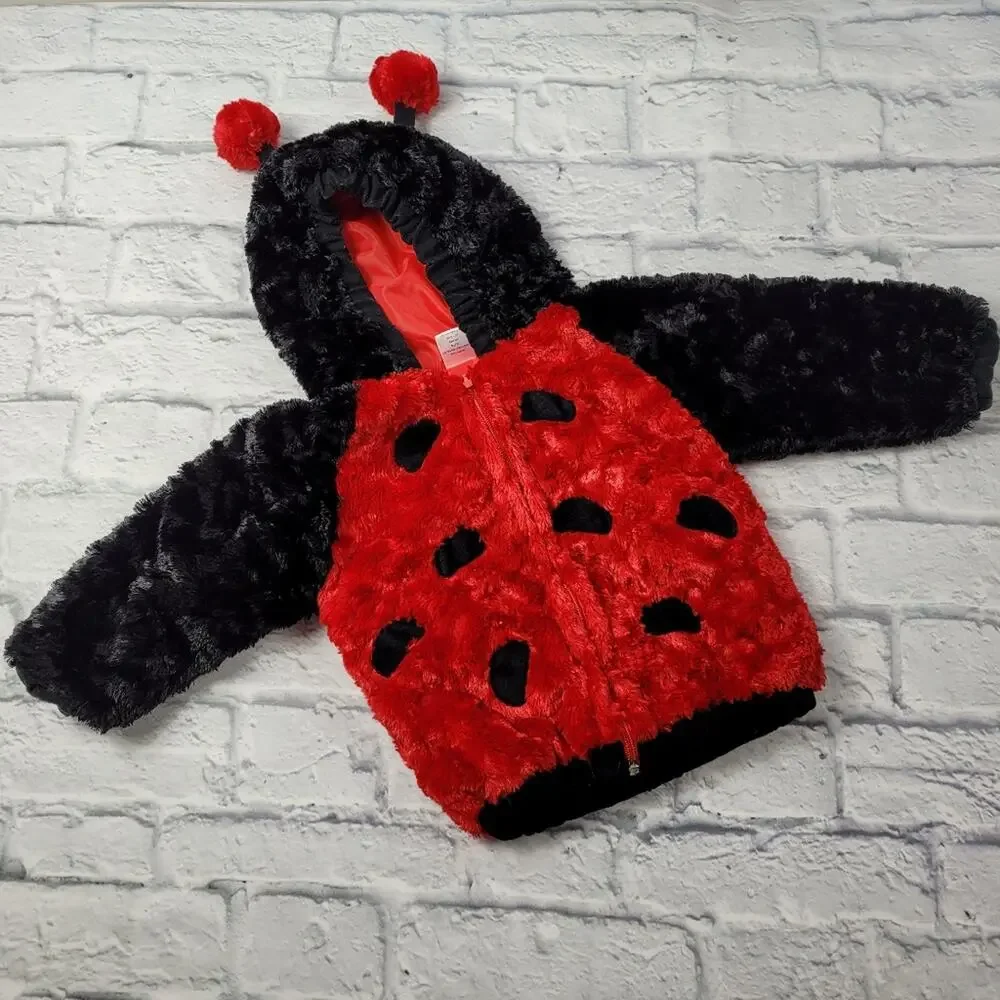 Adorably Cozy Faux Fur Ladybug Halloween Jacket Costume 24 months